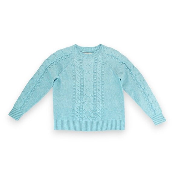 LOFT Women's Textured Cable Sweater Size Medium Petites Long Sleeve Light‎ Blue - Picture 1 of 7
